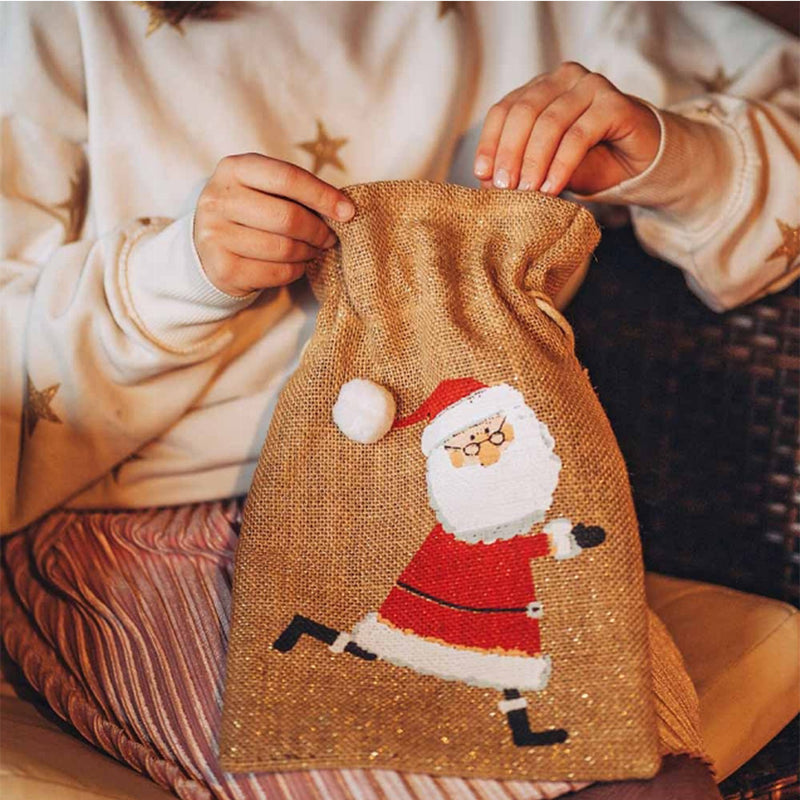 Christmas Jute Bags - Santa