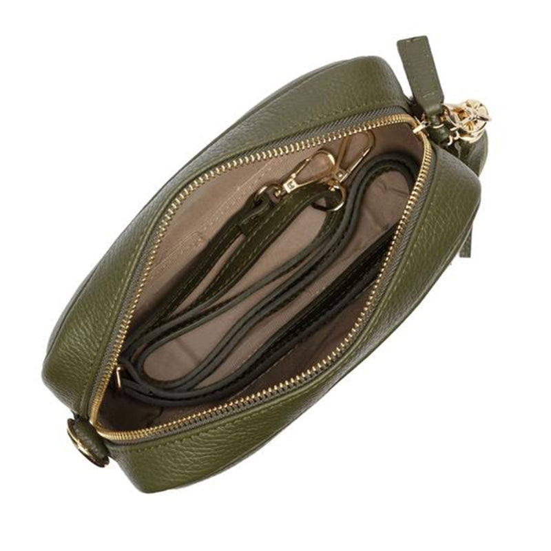 Crossbody Bag - Olive with Green Leopard Strap