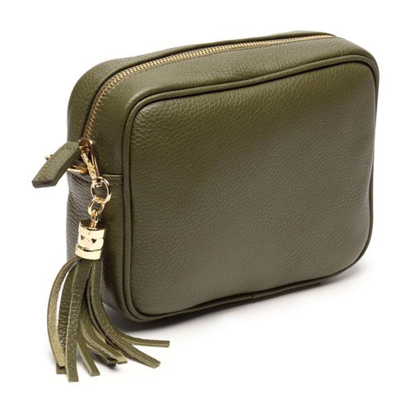 Crossbody Bag - Olive with Green Leopard Strap