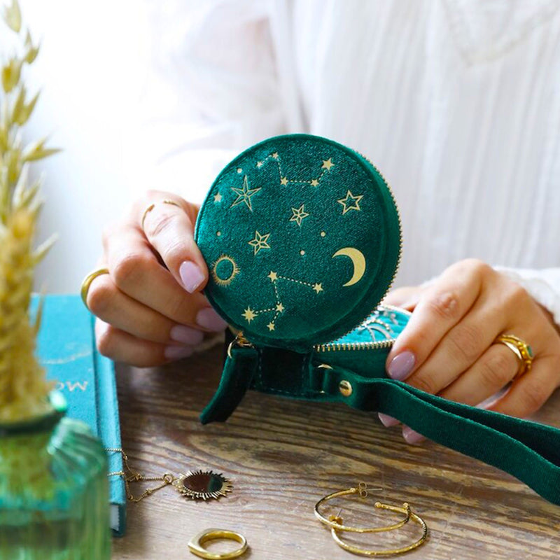 Starry Night Round Jewellery Case - Teal
