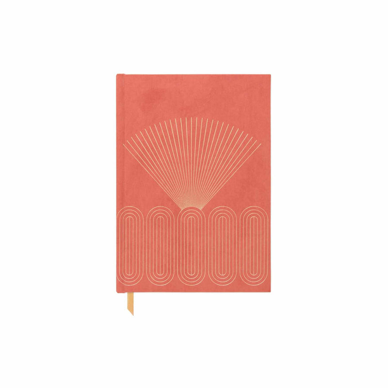 Hard Cover Suede Cloth Journal - Terracotta Radiant Rays
